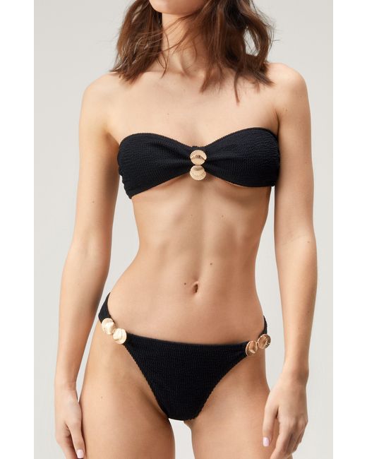 Nasty Gal Black Crinkled Shell Two-piece Swimsuit