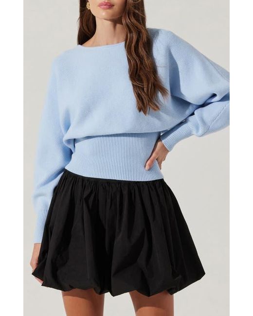 Astr Blue Rib Dolman Sleeve Sweater