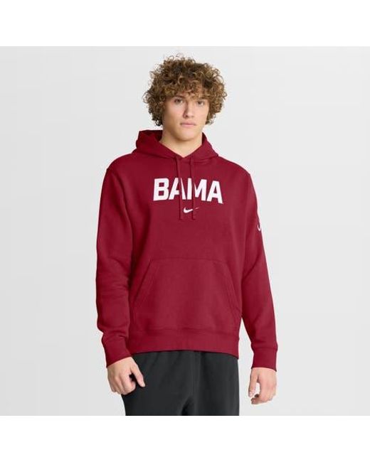 Nike Red Alabama Tide Nickname Club Fleece Pullover Hoodie for men