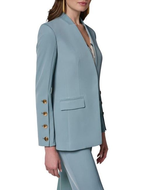 Donna Karan Blue Collarless Jacket