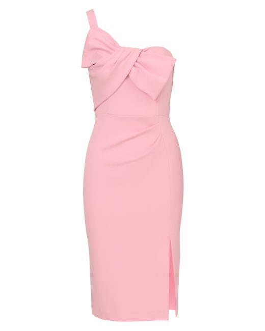 Adrianna Papell Pink One-shoulder Crepe Knit Cocktail Dress