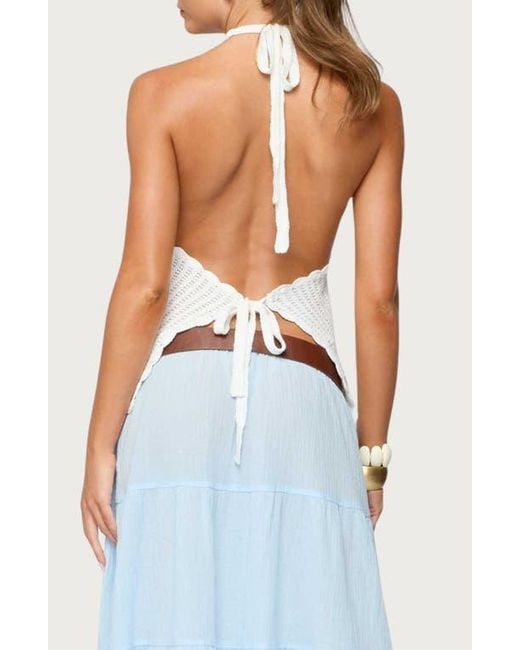 Edikted Blue Ivey Backless Halter Top