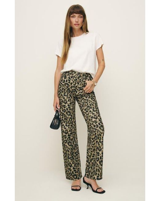 Reformation Green Cary High Waist Slouchy Straight Leg Jeans