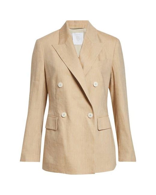 Eleventy Natural Double Breasted Linen & Wool Jacket
