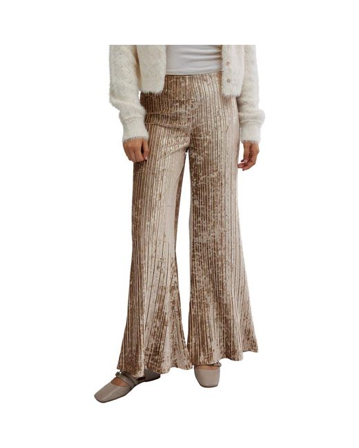Free People Natural Star Sign Ribbed Wide Leg Velvet Pants