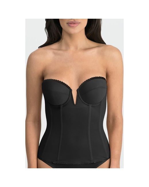 Dominique Intimates Black Vivienne Convertible Strapless V Wire Longline Corset Bra
