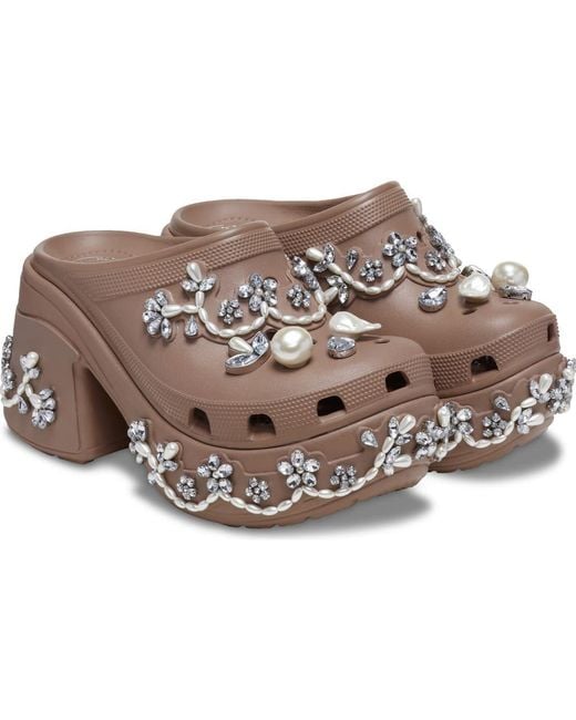 CROCSTM Brown X Simone Rocha Siren Clog With Crystal & Faux Pearl Jibbitz