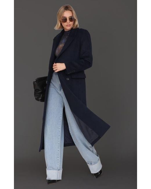 Avec Les Filles Blue Relaxed Double Breasted Coat