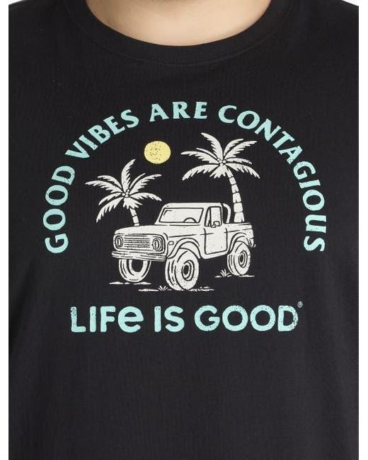 Life Is Good. Black Big & Tall Good Vibes Graphic Tee for men