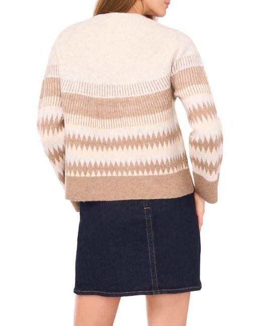 Vince Camuto Blue Fair Isle Raglan Sleeve Crewneck Sweater