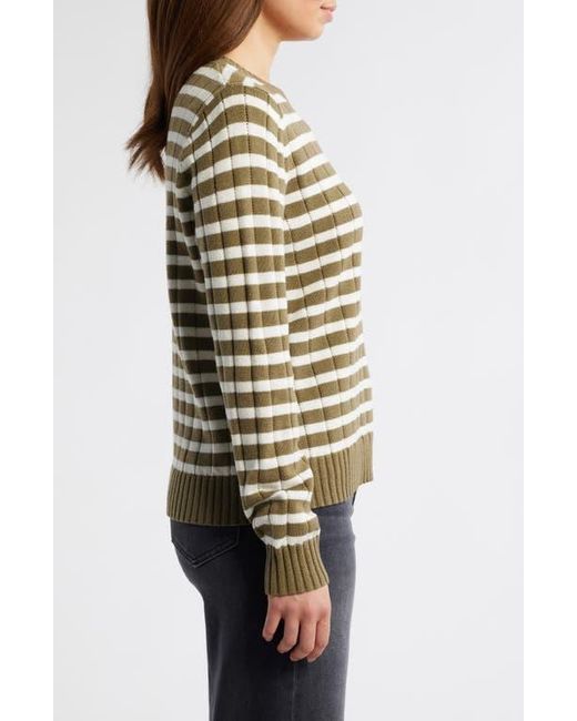 Caslon Black Stripe Crewneck Rib Sweater