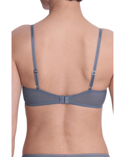 Natori Blue Flora Lace Plunge Underwire Bra