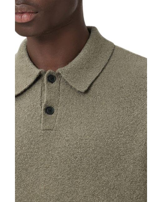 AllSaints Green Patern Long Sleeve Polo for men
