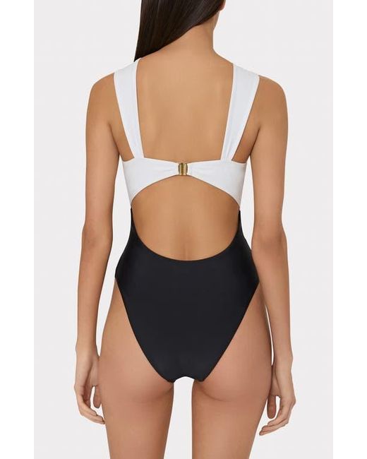 MILLY Blue Betsy Colorblock One-Piece Swimsuit