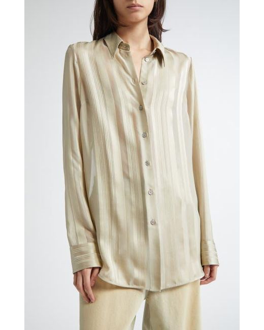 Stella McCartney Natural Variegated Stripe Silk Button-Up Shirt