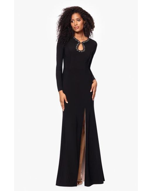 Leg Avenue Lace and Net Body Con Gown with Heart Keyhole Detail