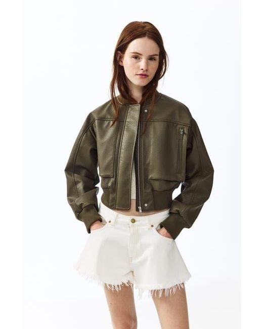 H&M Brown Coated Bomber Jacket