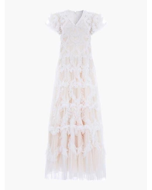 Needle & Thread Natural Amorette V-Neck Gown