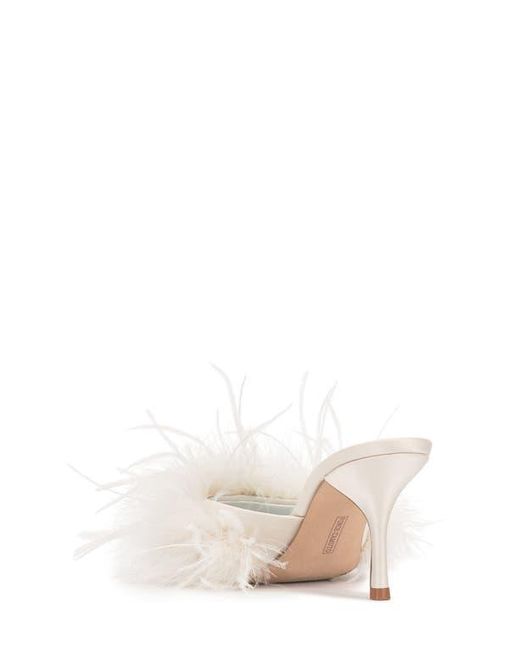 Vince Camuto White Paelly Faux Feather Slide Sandal