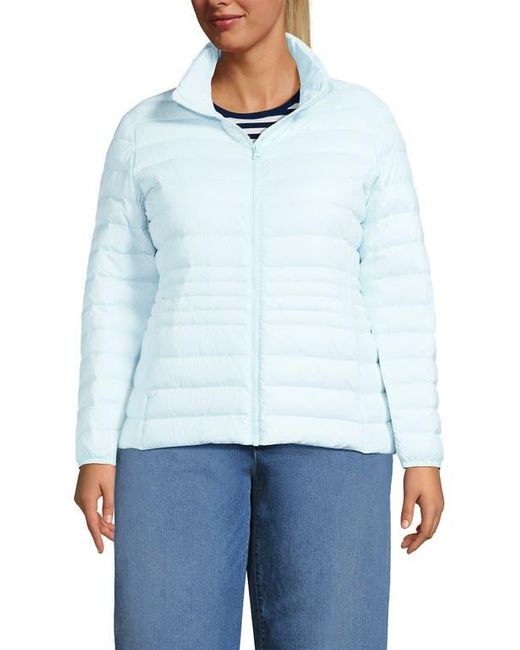 Lands' End Blue Wanderweight Ultralight Packable Down Jacket