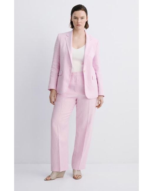 Mango Pink Linen Suit Blazer