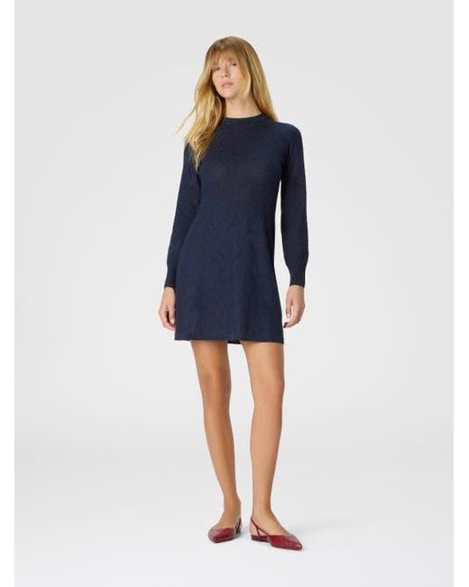 Missoni Blue Short Flared Dress With Long Sleeves And Jacquard Detailing