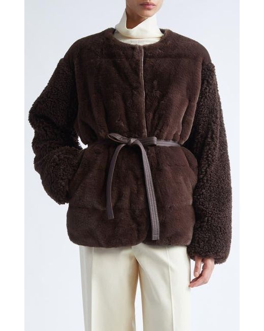 Moncler Brown Jouillat Faux Fur Down Jacket