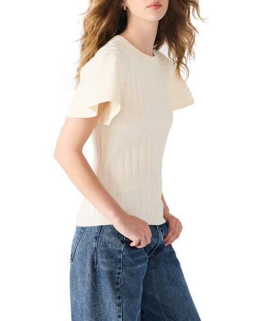 Steve Madden White Allie Short Sleeve Rib Sweater