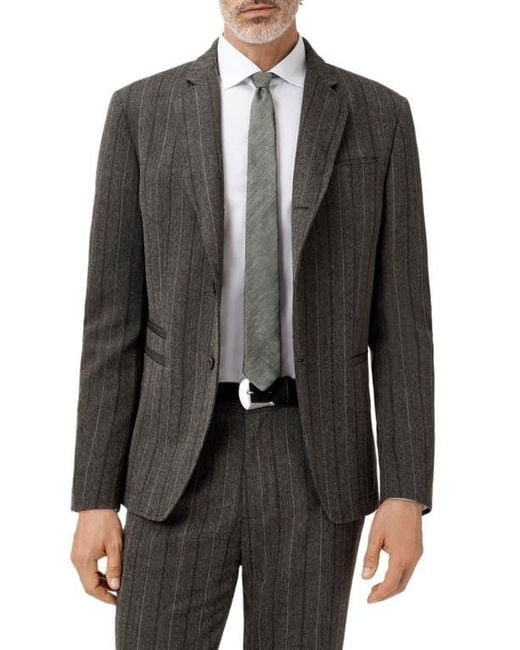 John Varvatos Black Silo Stripe Wool Blazer for men