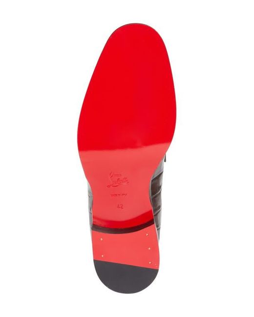 Christian Louboutin Brown Chambelimoc Croc Embossed Loafer for men