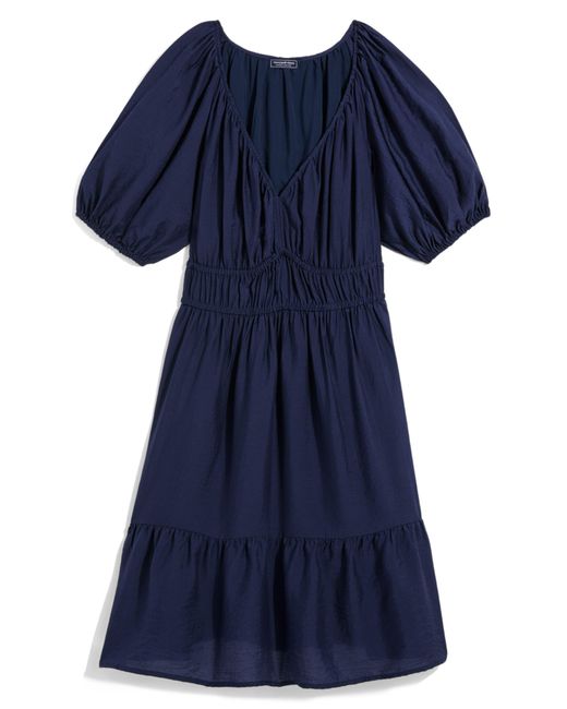 Vineyard Vines Blue Puff Sleeve Tiered Dress
