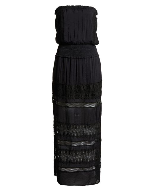 Elan Black Lace Strapless Cover-up Maxi Dress