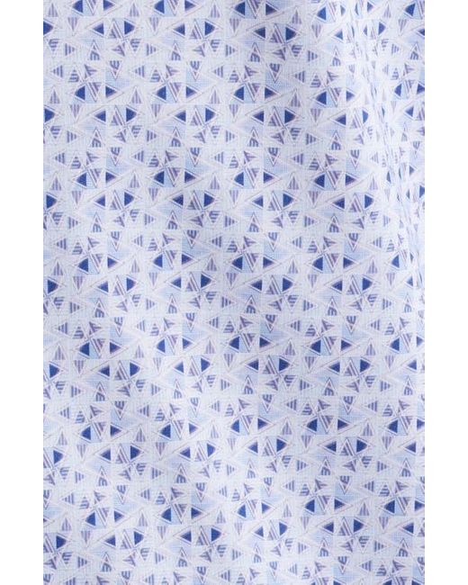 Bugatchi Blue James Ooohcotton Geometric Print Button-Up Shirt for men
