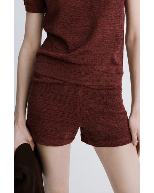 Mango Red Fitted Knit Shorts