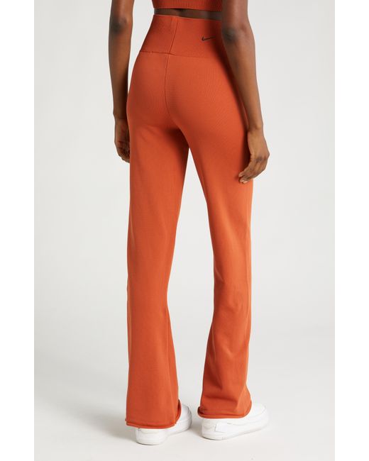 Nike Orange Chill High Waist Knit Flare leggings