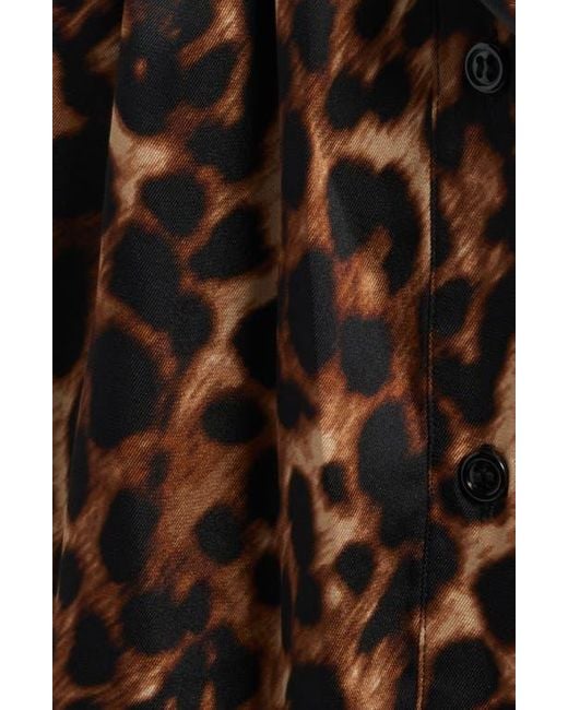 Anne Klein Brown Leopard Tie Waist Long Sleeve Shirtdress