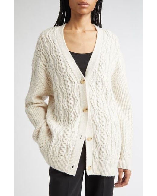 Vince Natural Mixed Stitch Wool & Cashmere Blend Cardigan