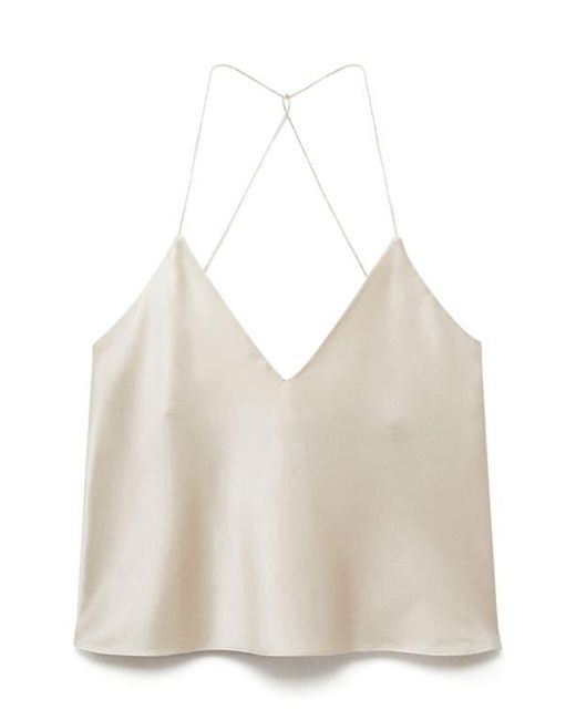 Mango White Stretch Silk Camisole