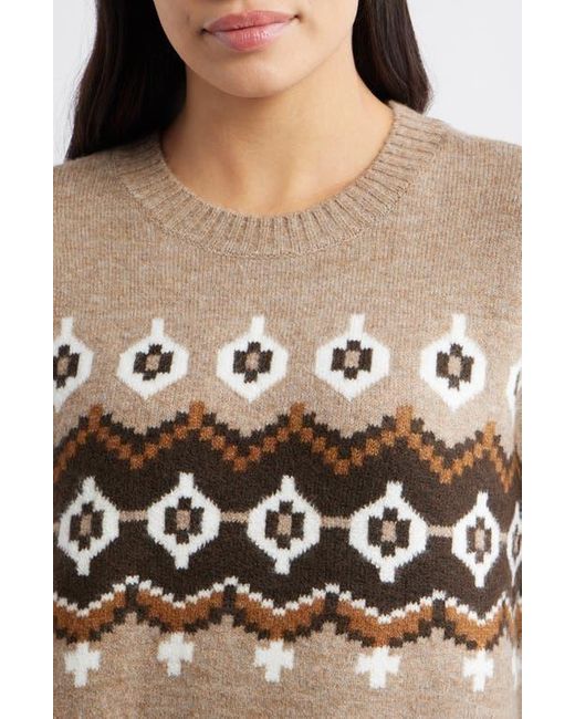 Vince Camuto Natural Fair Isle Crewneck Sweater