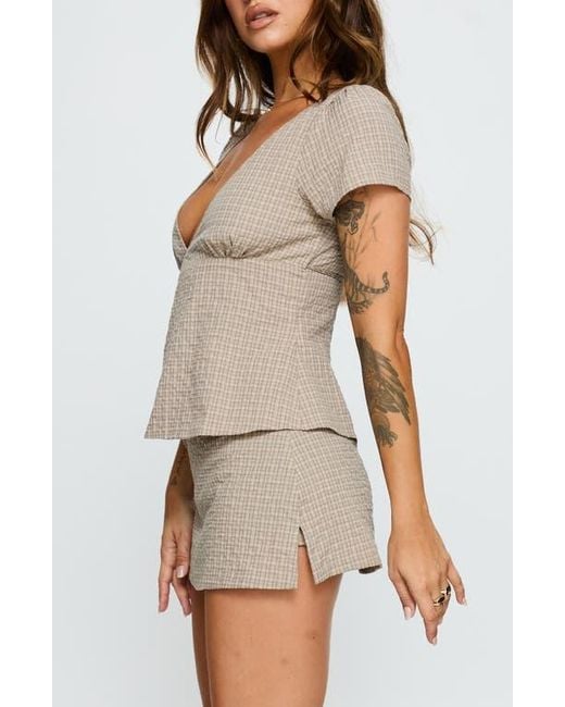Princess Polly Emmilou Check Cotton Wrap Top & Micro Miniskort Set in Brown | Lyst Princess Polly Emmilou Check Cotton Wrap Top & Micro Miniskort Set in Brown | Lyst