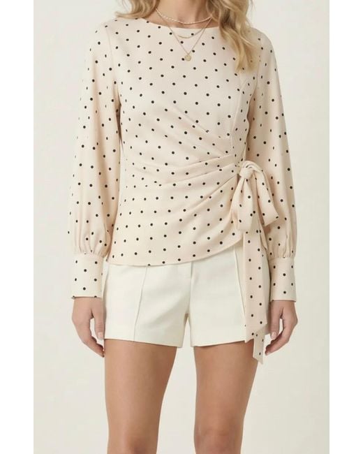 Modenaire Natural Polka Dot Wrap Top
