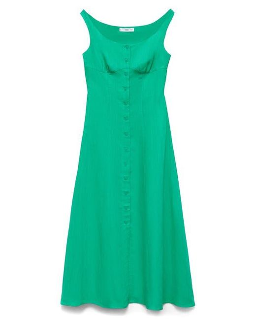 Mango Green Button-Up Midi Dress