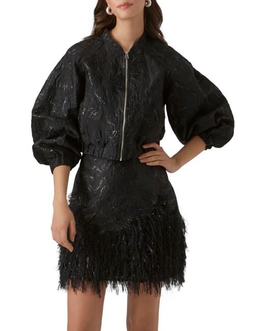 Vero Moda Black Susse Metallic Floral Jacquard Jacket