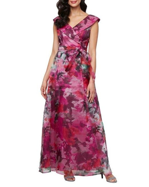 sachin and babi light blue dress Alex Evenings Floral Organza A-Line Gown in Purple