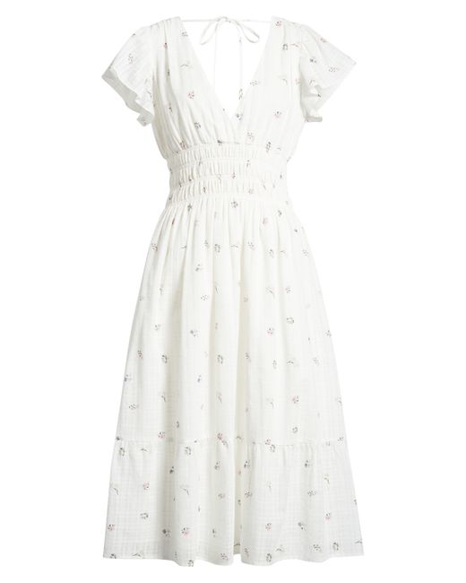 Rails White Seona Floral Cotton Gauze Midi Dress