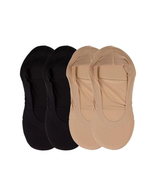 Memoi Black Assorted 4-Pack Cushioned Liner Socks