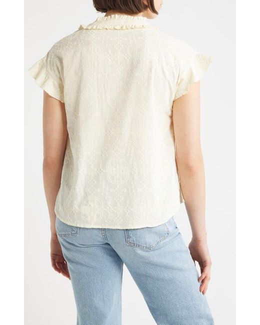 Wit & Wisdom White Embroidered Split Neck Top
