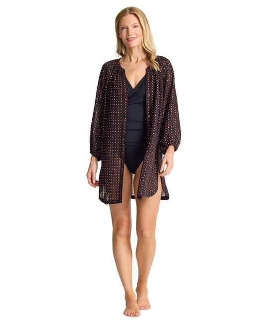 Tommy Bahama Black Sunset Blooms Long Sleeve Cover-Up Dress