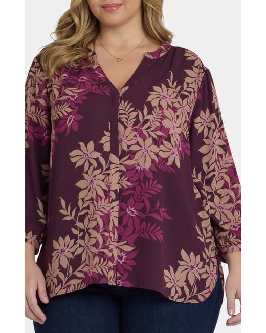 NYDJ Red Pintuck Top