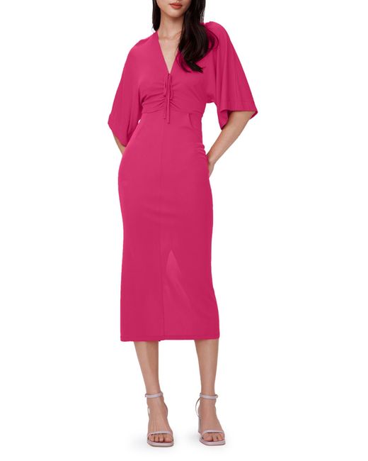Diane von Furstenberg Pink Valerie Center Ruched Bodice Dress